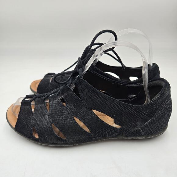 Earth Plover Sandals Shoes Womens Size 9 B Black Leather Casual Lace Up - Picture 3 of 7